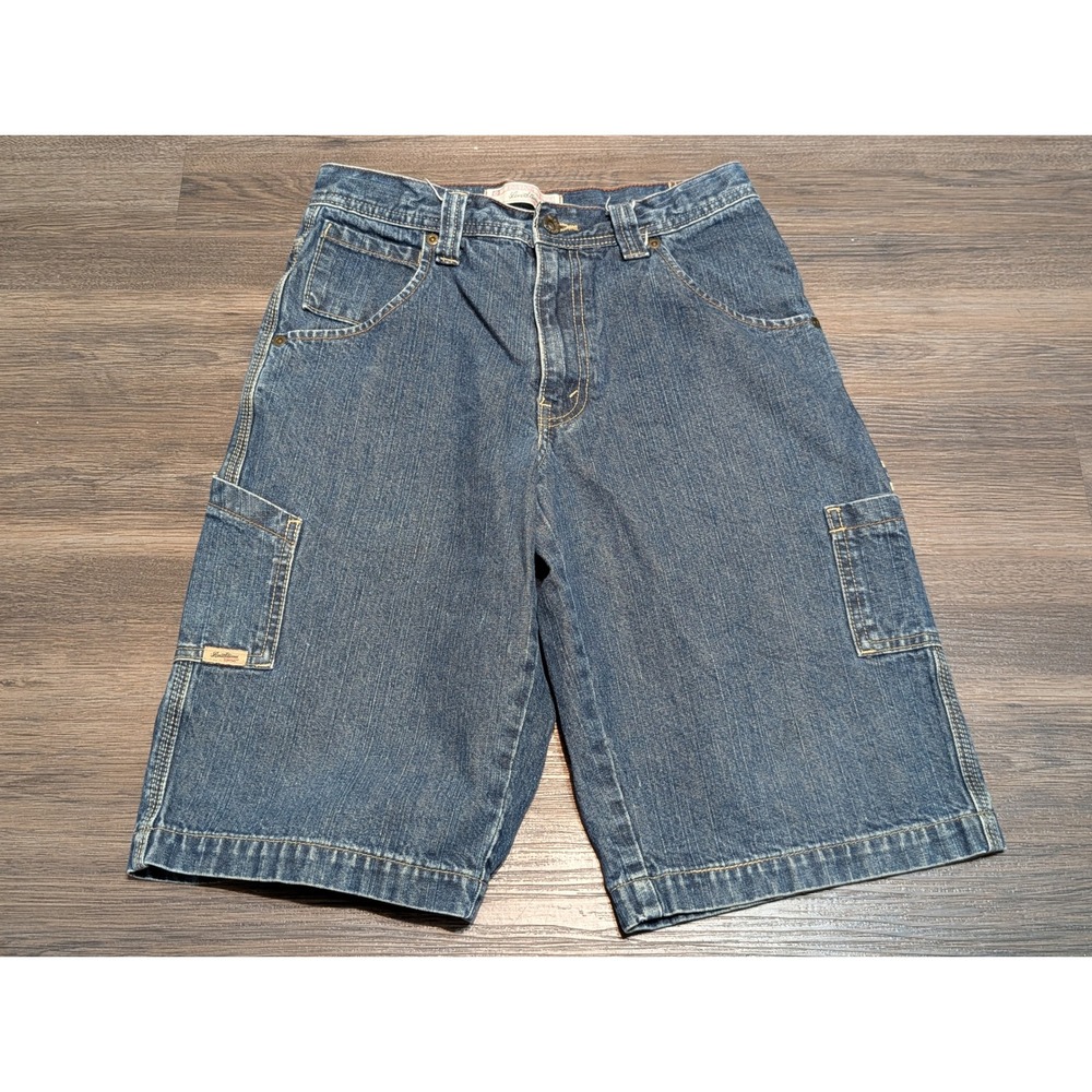 Levi Strauss Signature Boys 16 Reg Blue Denim Carpenter Shorts Medium Wash Y2K